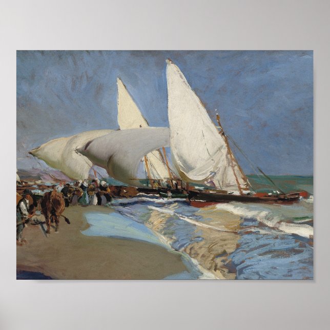 Affiche Joaquin Sorolla - La plage de Valence (Devant)