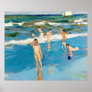 Affiche Joaquín Sorolla los niños en el mar playa