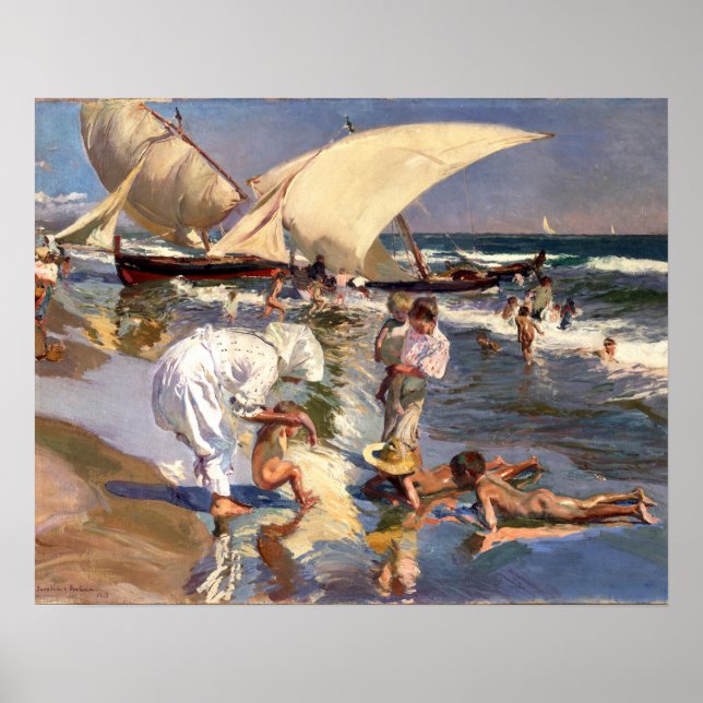 Affiche Joaquin Sorolla - Valencia Beach by Morning Light (Devant)