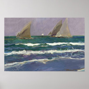 Affiche Joaquin Sorolla - Voiles de navires dans la mer