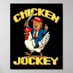 Affiche Jockey de poulet Trump Mème amusant