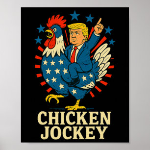 Affiche Jockey de poulet Trump Mème amusant 2