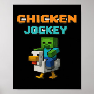 Affiche Jockey de poulet Zombie Pixel Art Zombie Joueur dr