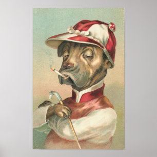 Affiche Jockey vintage de chien