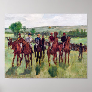 Affiche Jockeys et chevaux de course, Edgar Degas