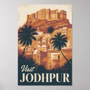Affiche Jodhpur Inde Illustration Voyage Art Vintage
