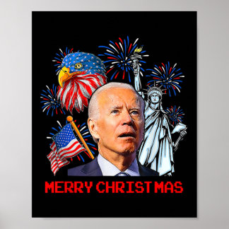 Affiche Joe Biden Confus Patriotique Joyeux Noël Pour 4