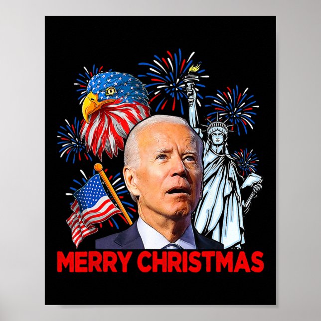 Affiche Joe Biden Confus Patriotique Joyeux Noël Pour 4 (Devant)