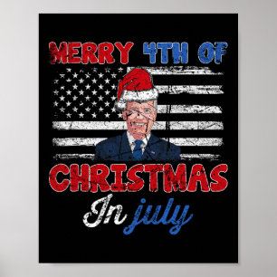 Affiche Joe Biden drôle vintage Joyeux 4ème Noël en