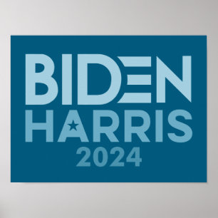 Affiche Joe Biden Kamala Harris 2024 bleu blanc