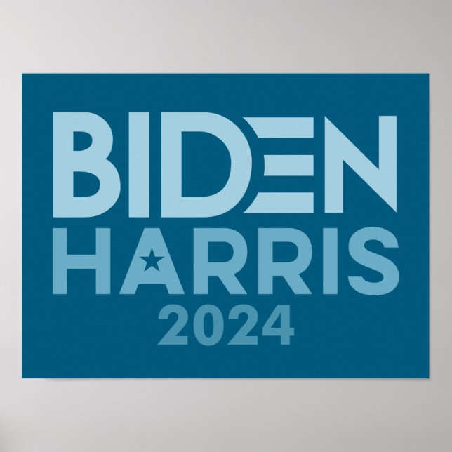 Affiche Joe Biden Kamala Harris 2024 bleu blanc (Devant)