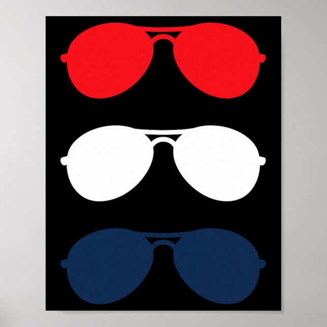 Affiche Joe Biden Lunettes de soleil Rouge Blanc Bleu Bleu (Devant)