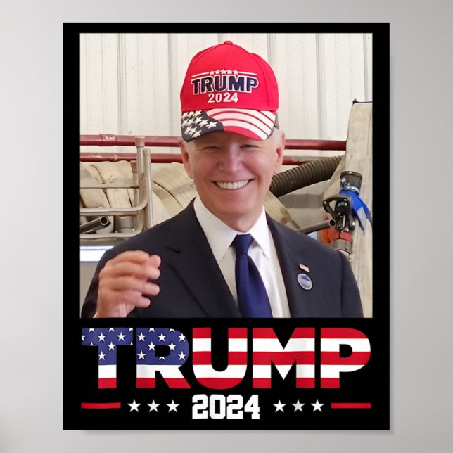 Affiche Joe Biden Portant Un Casquette Trump (Devant)
