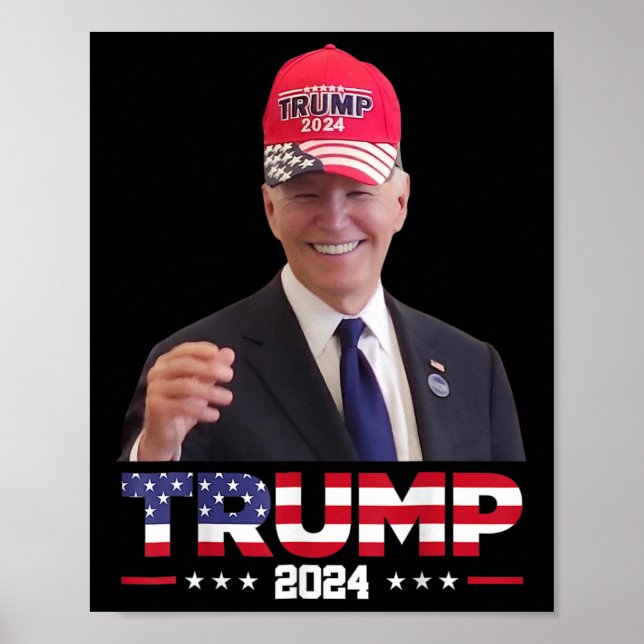 Affiche Joe Biden Portant Un Casquette Trump 1 (Devant)