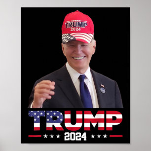 Affiche Joe Biden portant un chapeau Trump 1