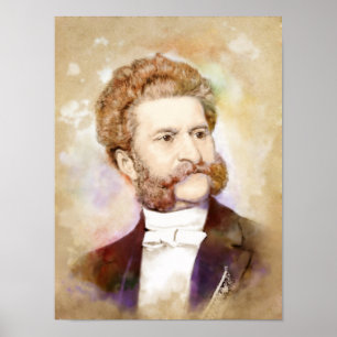 Affiche Johann Strauss (fils) portrait en aquarelle