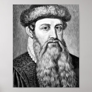 Affiche Johannes Gutenberg Portrait
