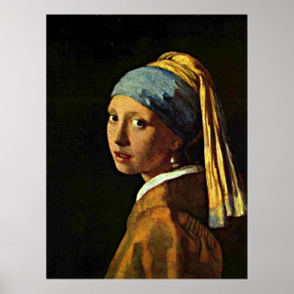 Affiche Johannes Vermeer art - Fille avec une oreille perl