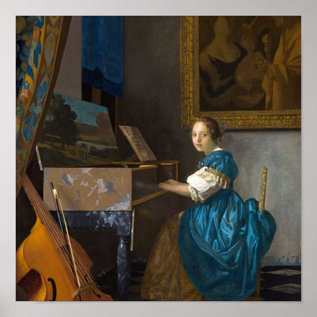 Affiche Johannes Vermeer - Dame assise à un virginal (Devant)