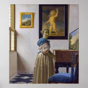 Affiche Johannes Vermeer - Dame debout devant un virginal