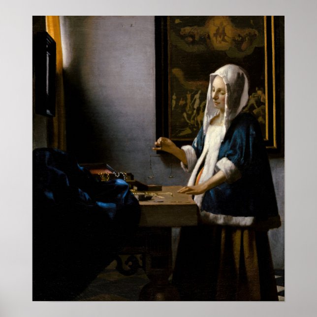 Affiche Johannes Vermeer - Femme tenant un équilibre (Devant)