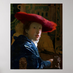 Affiche Johannes Vermeer - Fille au chapeau rouge