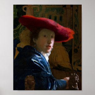 Affiche Johannes Vermeer - Fille au chapeau rouge