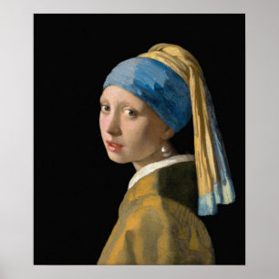 Affiche Johannes Vermeer - Fille avec une oreille perle