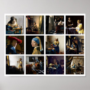 Affiche Johannes Vermeer - Grille des chefs-d'oeuvre