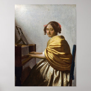 Affiche Johannes Vermeer - Jeune femme assise au virginal