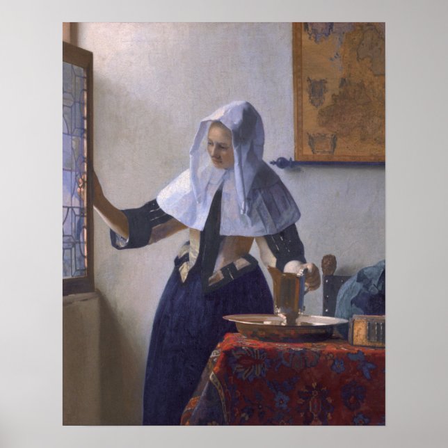 Affiche Johannes Vermeer, jeune femme avec un pot d'eau (Devant)