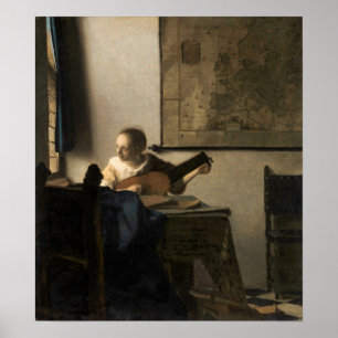 Affiche Johannes Vermeer - Jeune femme avec un trait