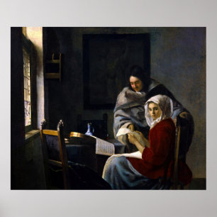 Affiche Johannes Vermeer - Jeune Fille interrompue à sa mu