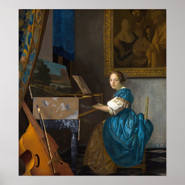 Affiche Johannes Vermeer - Lady assise à une virginale (Devant)