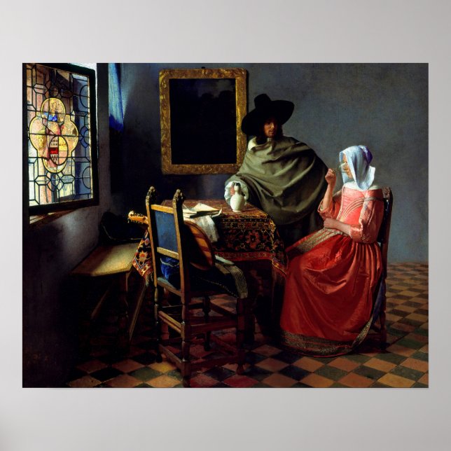 Affiche Johannes Vermeer - Le Verre de Vin (Devant)