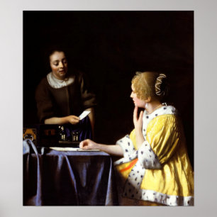 Affiche Johannes Vermeer - Maîtresse et domestique