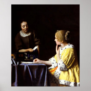 Affiche Johannes Vermeer - Maîtresse et Servante