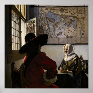 Affiche Johannes Vermeer - Officier avec une fille qui rit