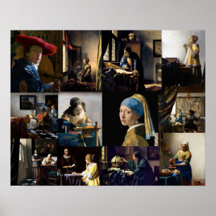 Affiche Johannes Vermeer - Patchwork de Chefs-d'œuvre