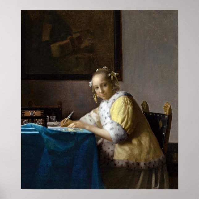Affiche Johannes Vermeer - Une dame écrit une lettre (Devant)