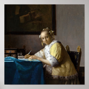 Affiche Johannes Vermeer - Une dame écrit une lettre