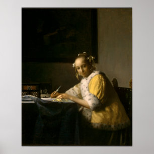 Affiche Johannes Vermeer, une dame écrivant une lettre