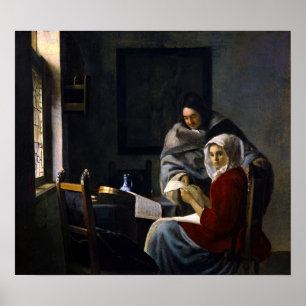 Affiche Johannes Vermeer - Une fille interrompue à sa musi