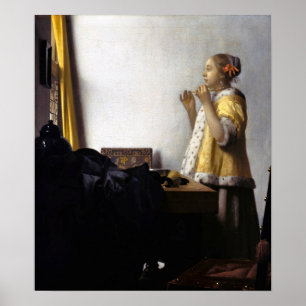 Affiche Johannes Vermeer - Young Woman with Pearl Necklace