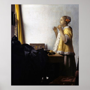 Affiche Johannes Vermeer - Young Woman with Pearl Necklace