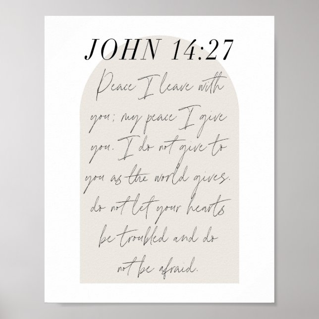 Affiche John 14:27 Mini Boho Arc Beige Script (Devant)