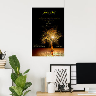 Affiche John 15:5 I am the vine. Golden Tree.