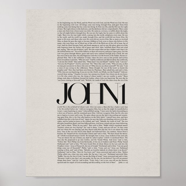 Affiche John 1 - Bible Verse Écriture moderne Wall Art (Devant)