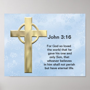 Affiche John 3:16 (bleu)