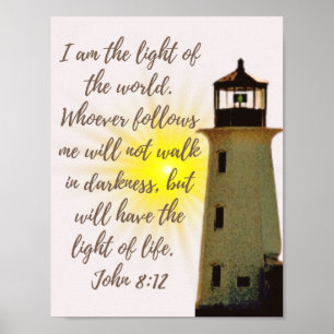 Affiche John 8:12 avec phare